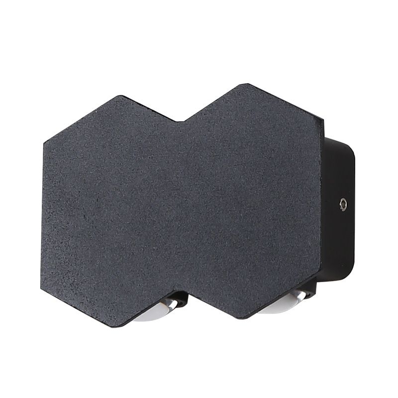 Black Outdoor LED Wall Sconce in Modern Creative Style Aluminium Geometric Waterproof Spotlight