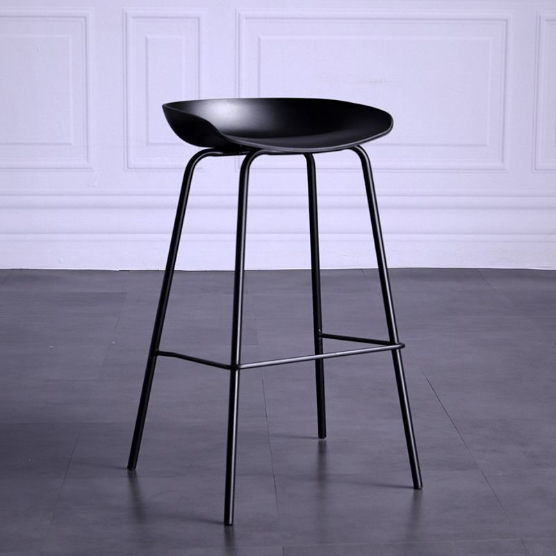 Contemporary Metal Counter Height Stools Low Back Bar Stool with Footrest