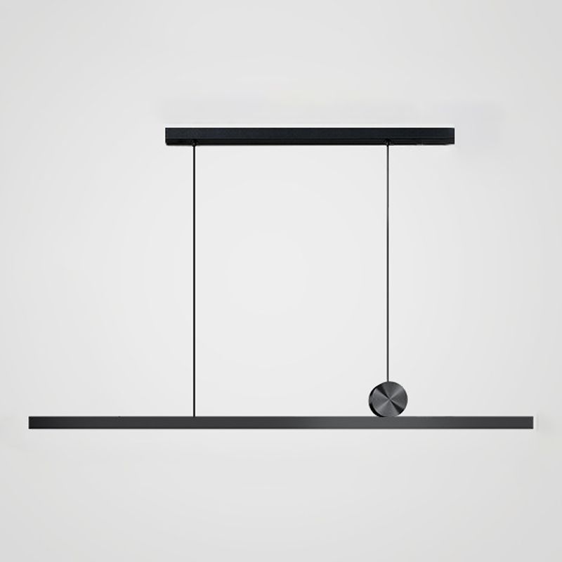 Black Modern LED Island Lighting Linear Aluminum Chandelier Light Fixture for Dining Room
