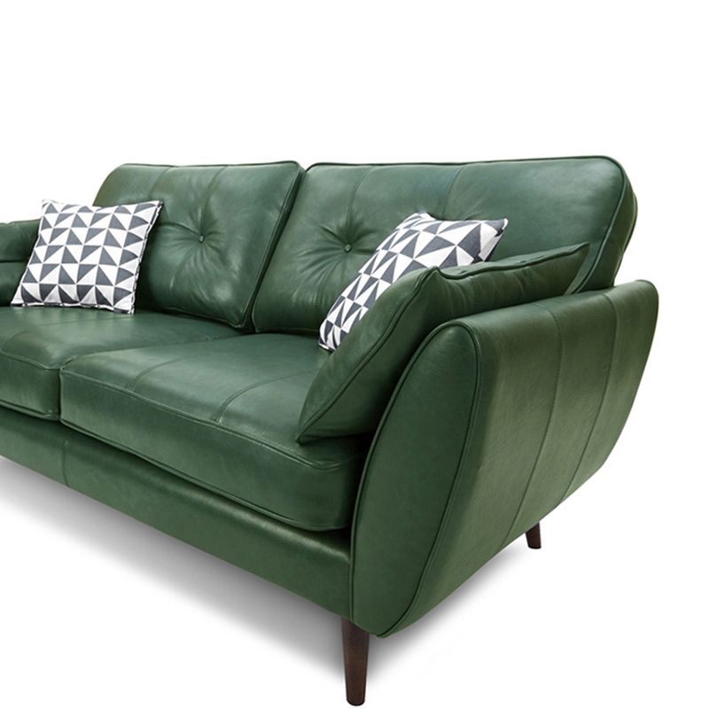 33.86" H Genuine Leather Flared Arm Sofa with Cushions for Living Room,Apartment