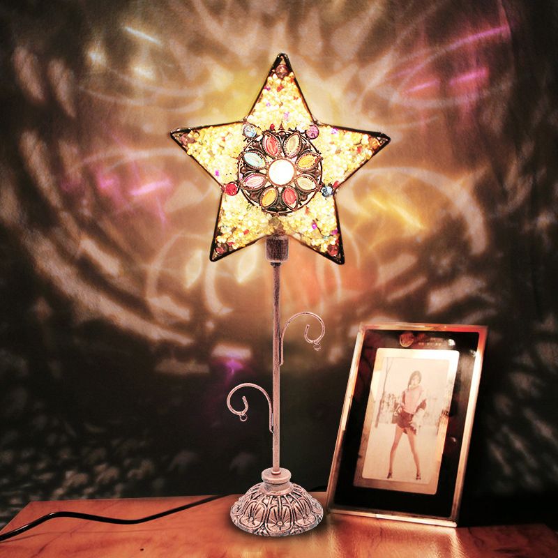 Acrylique Per perlé / étoile / cône Lumière marocaine 1 Éclairage de table de chambre à coucher légers avec dessus ouvert en cuivre