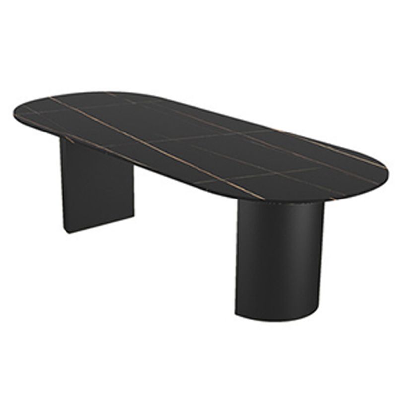 Modern Sintered Stone Dining Table Double Pedestal Table for Home Use