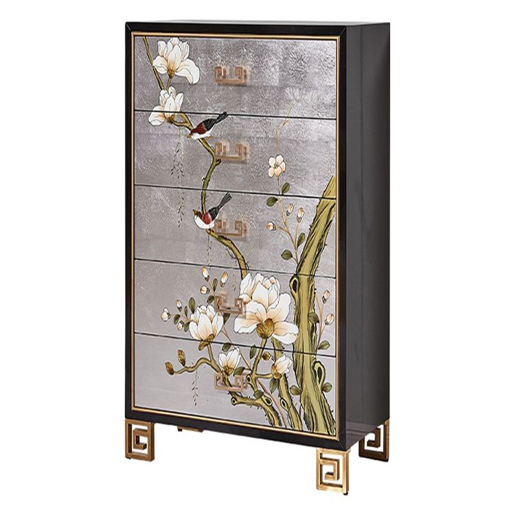 Traditional Storage Chest Solid Wood Dresser with 5 Drawers , 15.6 Inch Width