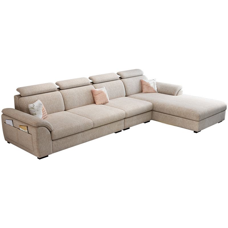 Modern Fabric/Faux Leather Sofa & Chaise with Storage for Living Room