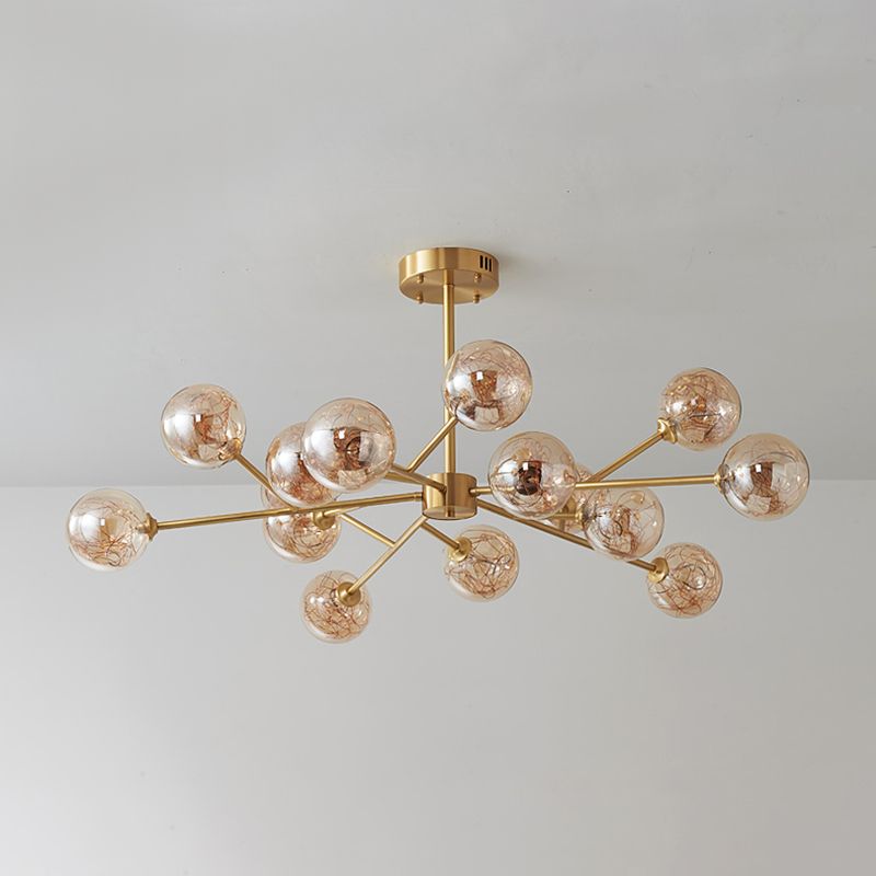 Glass Pendant Light Global Contemporary Gold Hanging Light for Living Room