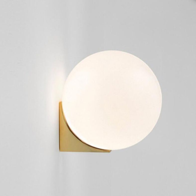 Contemporary Globe Wall Light with White Glass Shade Wall Lamp for Dining Room