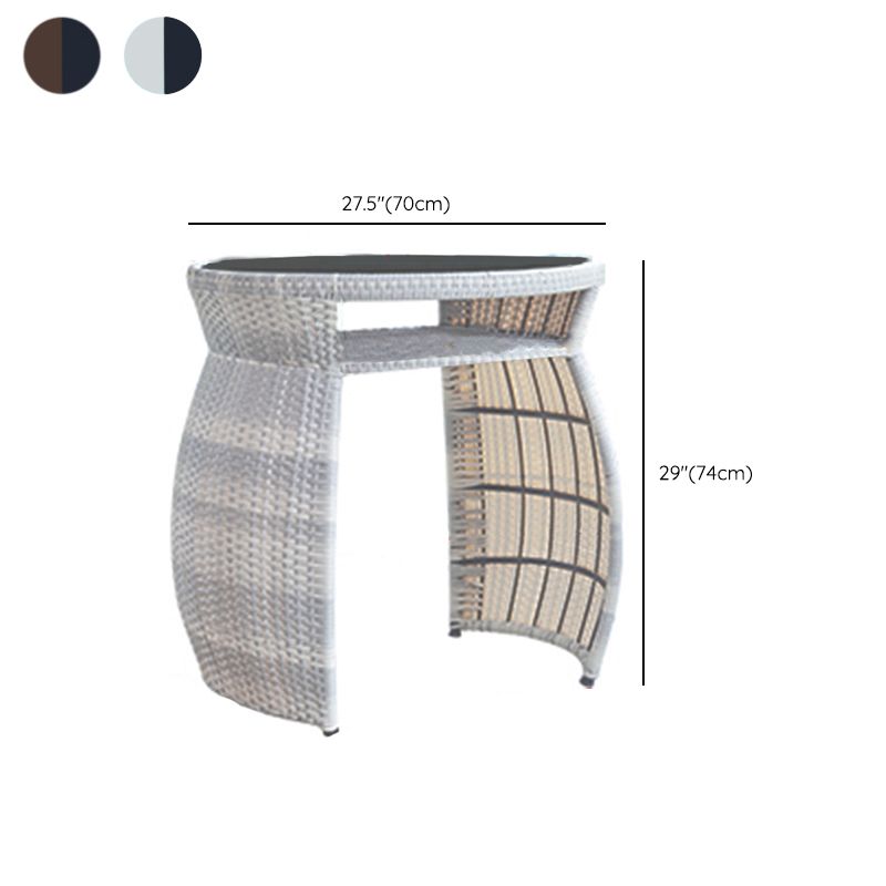 Boho Style Wicker Bistro Set 3 Pieces Round Glass Top Bistro Set