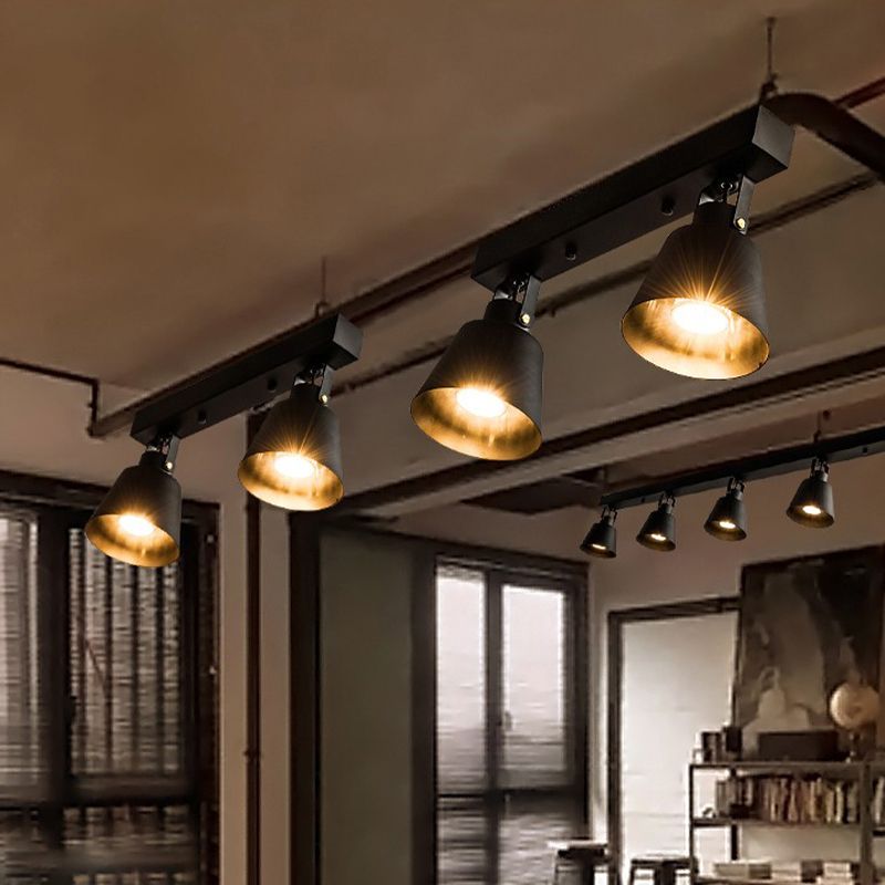 2/3/4 Lights Bucket Ceiling Light Fixture Loft Stylish Black/White Finish Metal Rotatable Semi Flush Mount Lighting