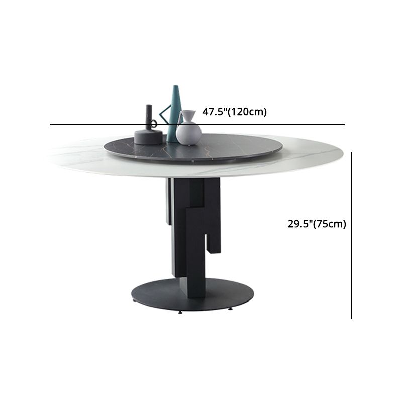 Modern Round Dinette Set 1/4/7 Pieces Sintered Stone Top Dining Table Set with Turntable