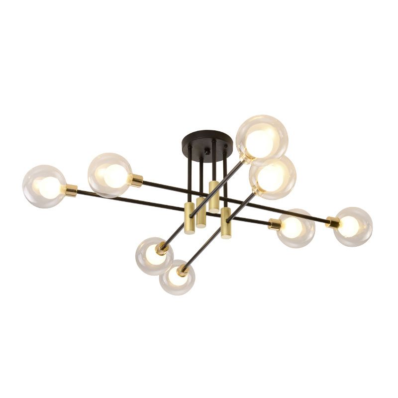 Luminaire de plafond à sphère noire, luminaire de Style moderne en verre multi-lumières, lampes semi-encastrées
