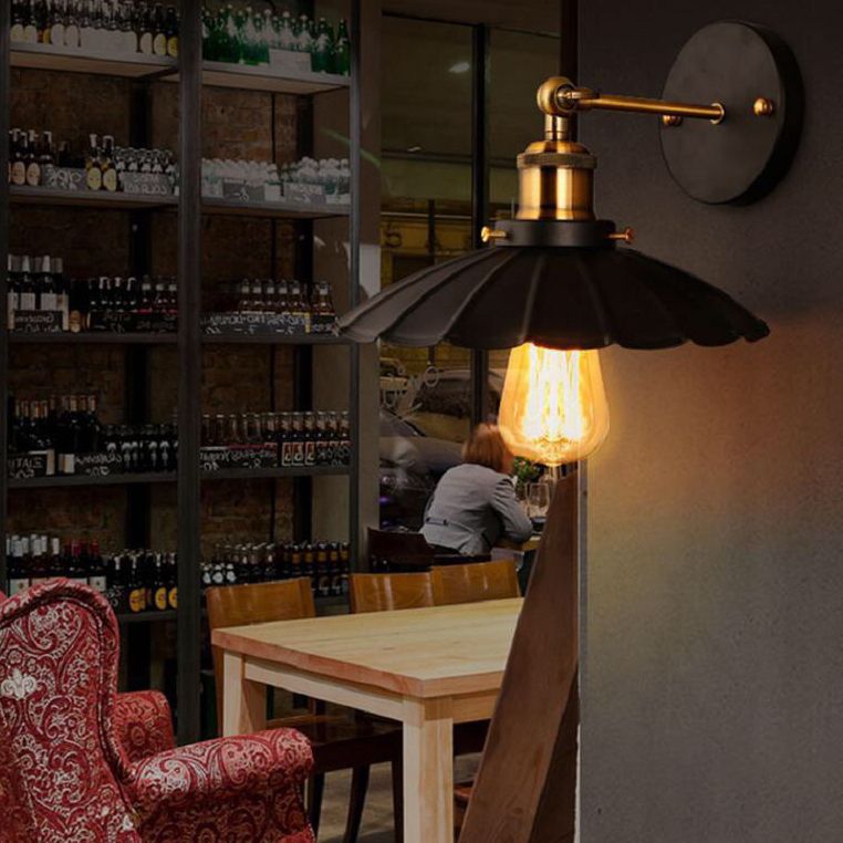 Industrial Style Wall Sconce Metal 1 Light Sconces for Living Room