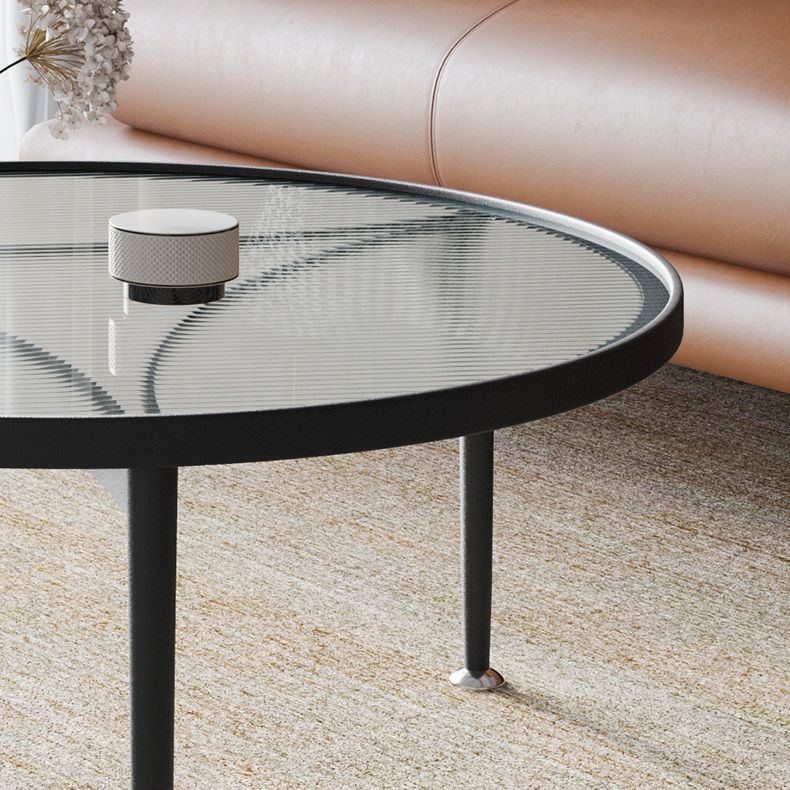 Iron 3 Legs Round Coffee Table with Glass Top Cocktail Table