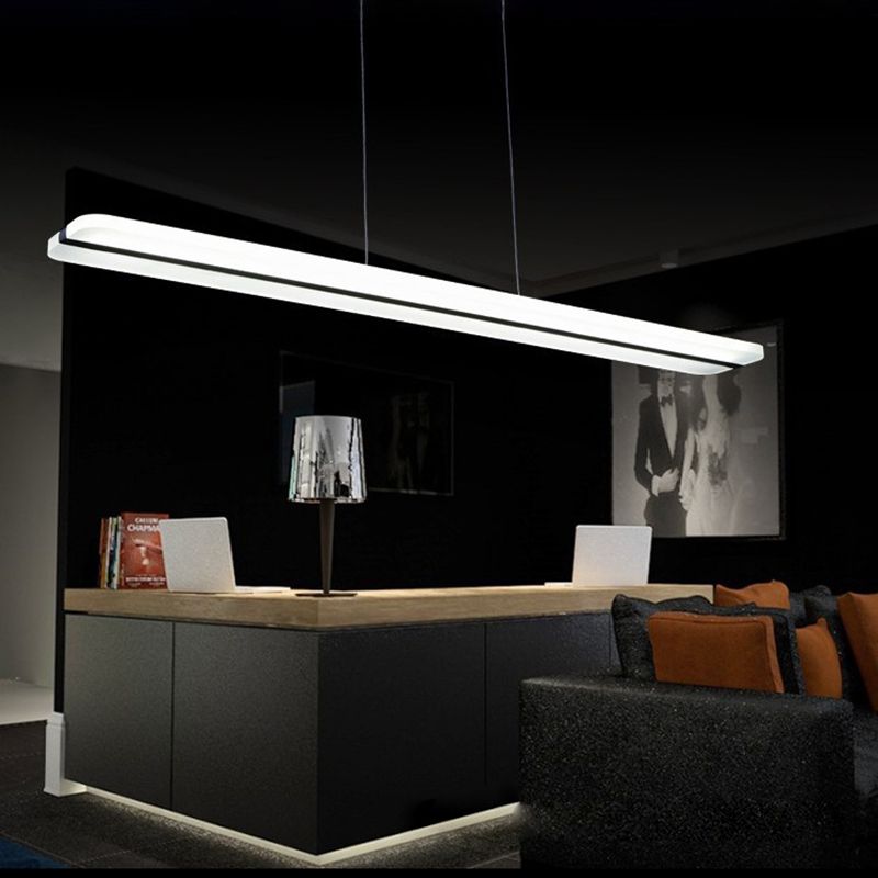 Modern Minimalist LED Island Pendant Lighting White Long Acrylic Island Ceiling Light for Living Room