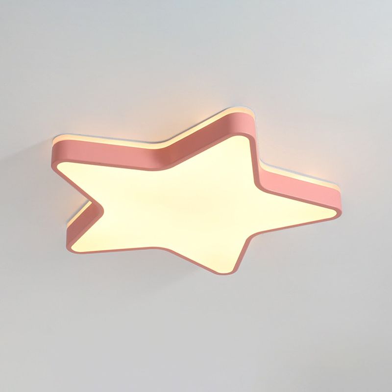 Pink/Blue/White Star Flush Light Cartoon Acrylic LED Flush Mount Ceiling Light in Warm/White Light for Childrens Bedroom