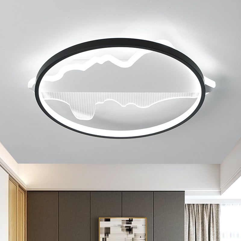 Plafoniera da incasso rotonda in bianco/nero Lampada da incasso a LED moderna in metallo con luce calda/bianca, larghezza 9,5"/16,5"/20,5"