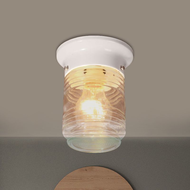 Plafonnier cylindrique moderne en verre soufflé à la main, 1 lumière, blanc/noir, plafonnier encastré
