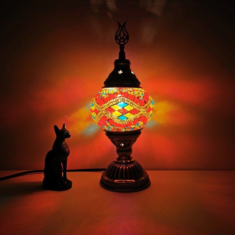 1 la tête tachée de tête petite lampe de bureau du sud-est de l'Asie du Sud-Est lampe de table de nuit à chambre ovale