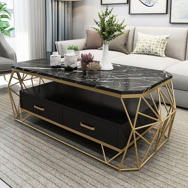 Contemporary Frame with Drawer Rectangular Single Coffee Table