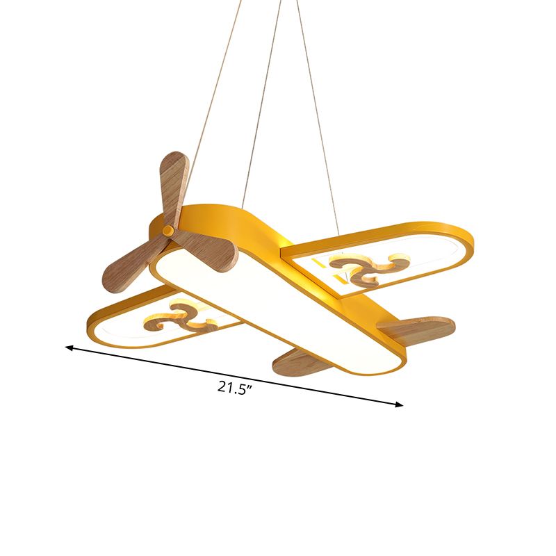 Plane Shape Down Lighting Pendant Modern Metal LED Yellow Chandelier Light Fixture for Child Room