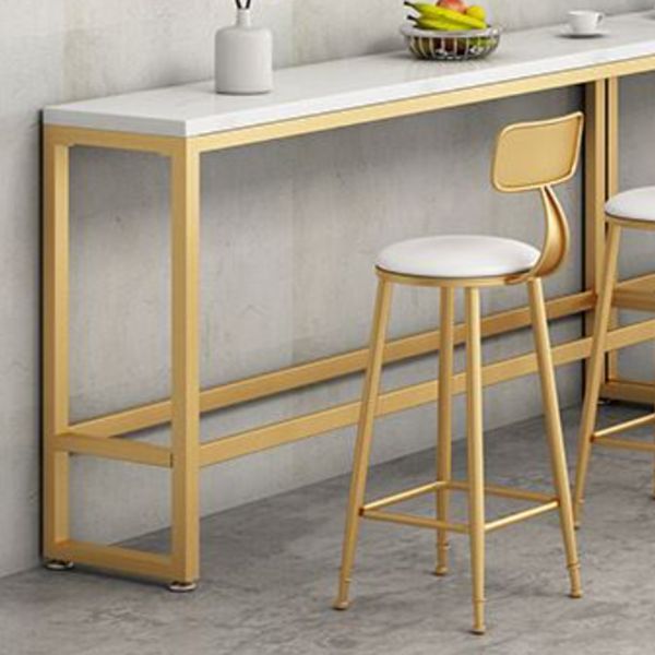 Rectangle Footrest Pub Table Set Glam 1/2/3/4/6 Pieces White Coffee Shop Bistro Set