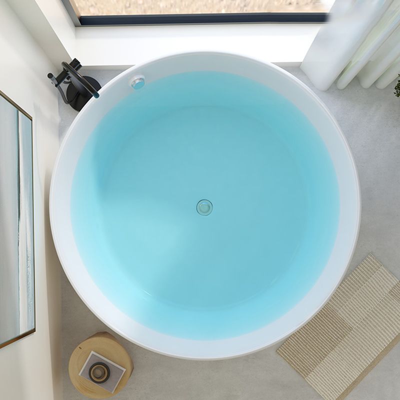 Modern Round Acrylic Bathtub Center Drain and Overflow Trim Tub