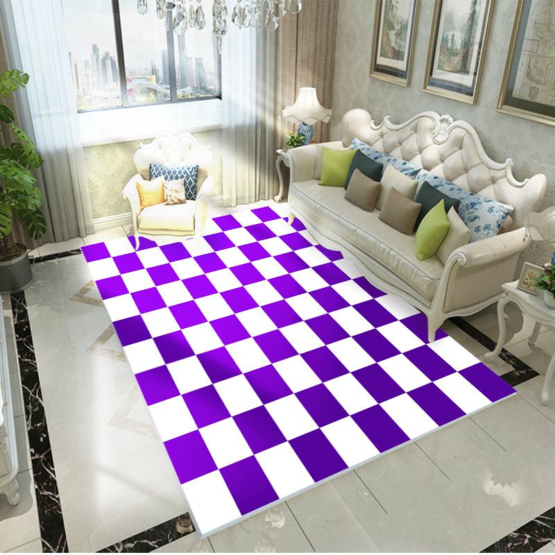 Purple Modern Rug Polyester Graphic Rug Non-Slip Backing Rug for Home Decor