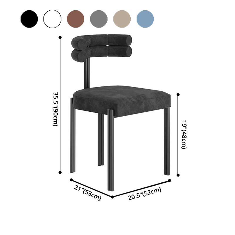 Designer Style Restaurant Velvet Side Chair Matte Finish Open Back Dining Chair