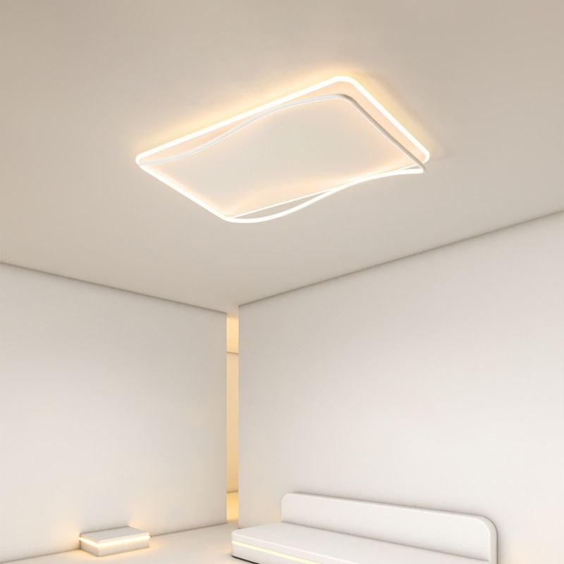 Plafonnier ombragé pour chambre à coucher, luminaire minimaliste à LED en métal, blanc