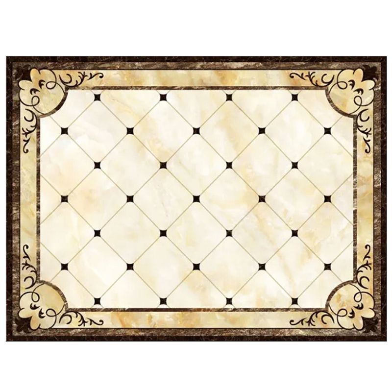 Yellow Tone Luxury Area Rug Polyester Marbling Print Rug Non-Slip Backing Indoor Rug for Living Room