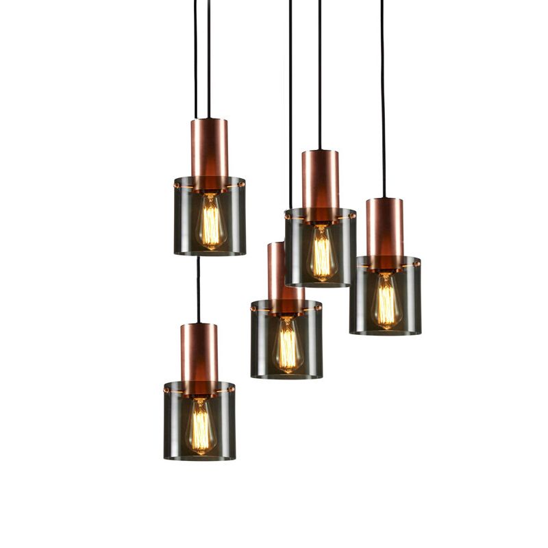 Cylinder Living Room Pendant Lighting Glass Minimalist Ceiling Pendant Light in Rose Gold