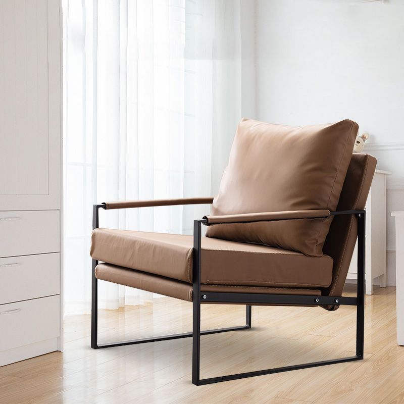 Industrial Square Arms Armchair Solid Color Accent Armchair for Living Room