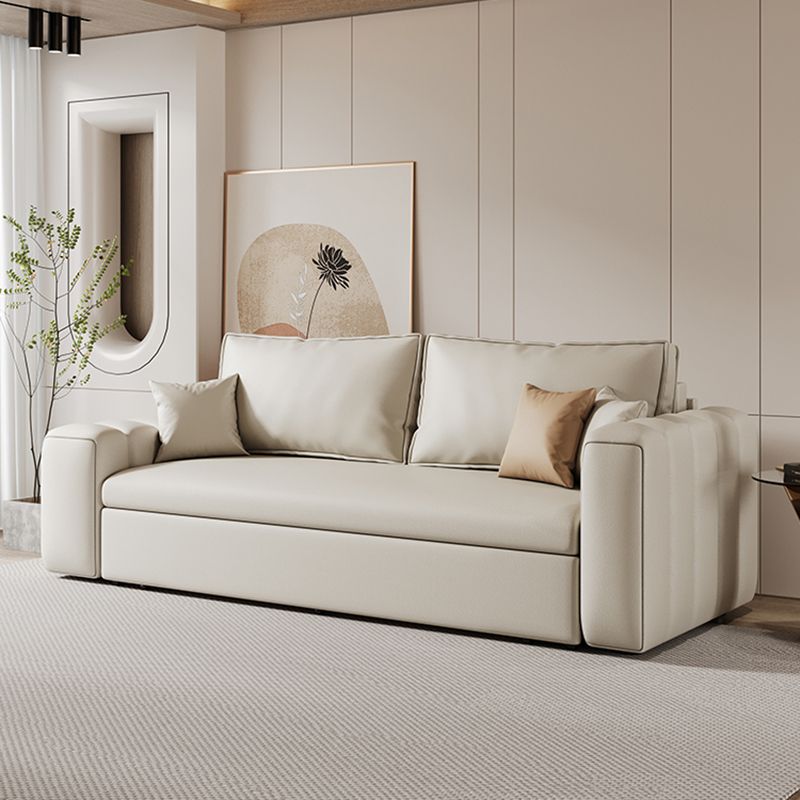 Scandinavian Folding Futon and Mattress Square Arms Futon Sleeper Sofa