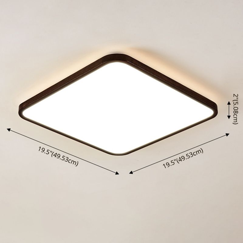 Walnut Wood Geometric Flush Mounted Light Modern Dark Brown LED Flush Light Fixture