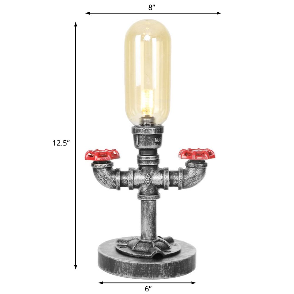 Tombre de cápsula Clear/Amber Glass Table Light Style Industrial Style 1/3 Ligas Lámpara de escritorio de sala de estar con base