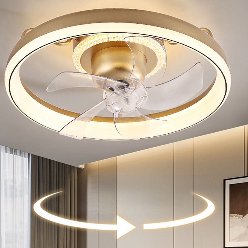 Round Shape Metal Ceiling Fans Kid Style 2 Lights Flush Ceiling Fan
