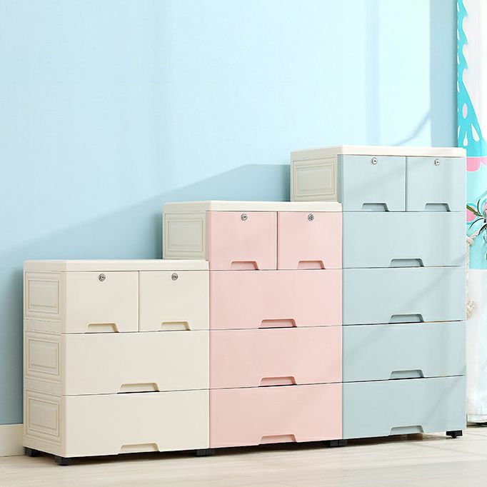 Contemporary Storage Cabinet with Legs Plastic Non-Hanging Armoire