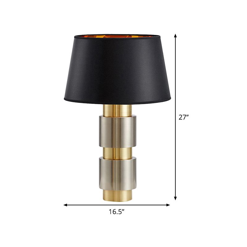 Empire Shade Nachtkastje Licht Minimalistisch Stof 1-lamp Zwart Metalen Nachtkastje Verlichting voor Slaapkamer