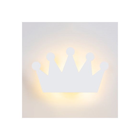 Mooie cartoon kroon wandmuur licht houten energiebesparende ledwand sconce voor kinderslaapkamer