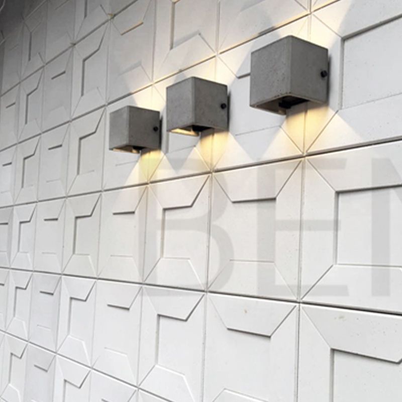 Square Sconce Light Fixture Modern 1-Light Wall Mounted Lamp with Grey Cement Shade