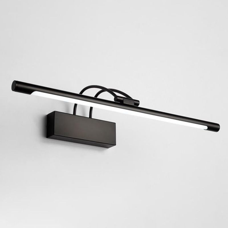 Metal Linear Shade Wall Sconce Modern Style 1 Light Mirror Wall Mount Lighting in Black