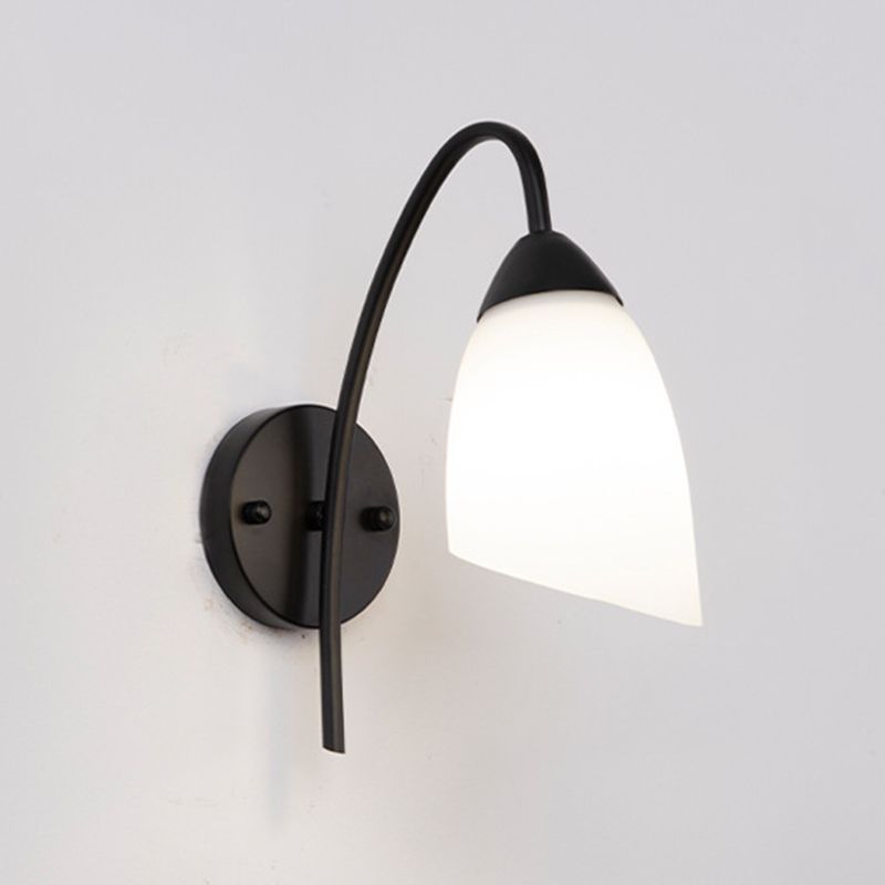 Simple Style White Glass Sconce Light Fixtures One Head Wall Lamp for Bedroom