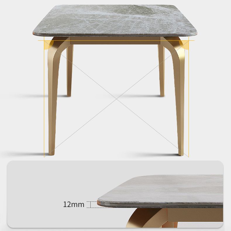 4 Legs Kitchen Dining Table Modern Luxury Style Rectangle Stone Dinette Table