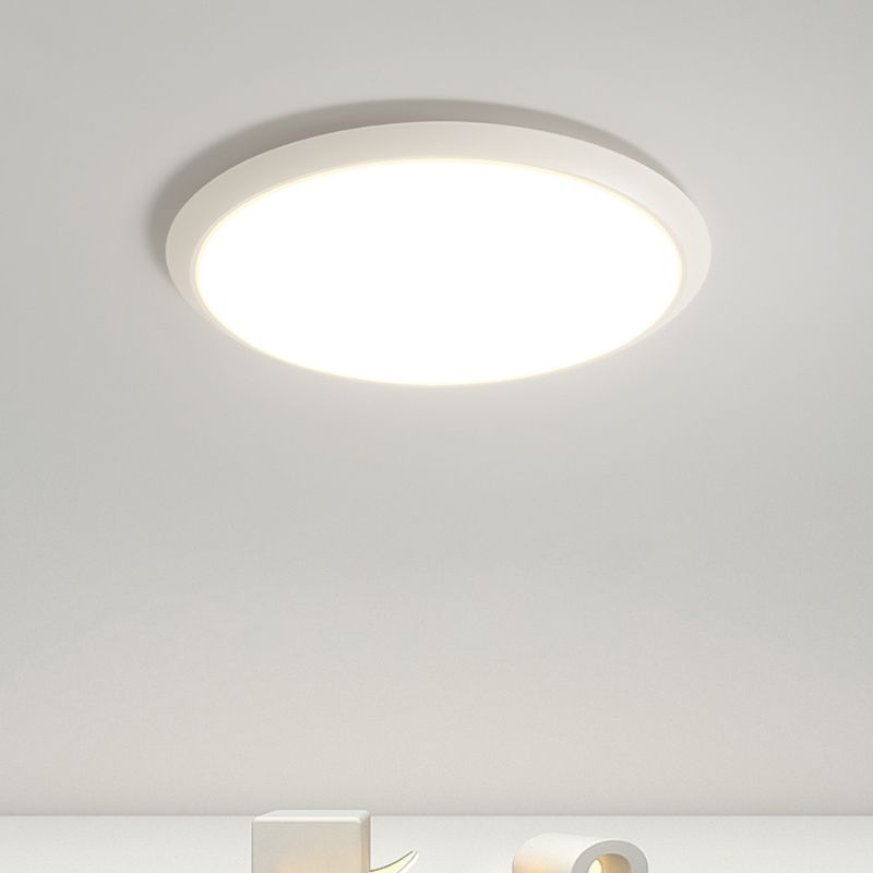 Lámpara de techo empotrada de forma redonda de metal, iluminación empotrada de 1 luz de estilo moderno en blanco