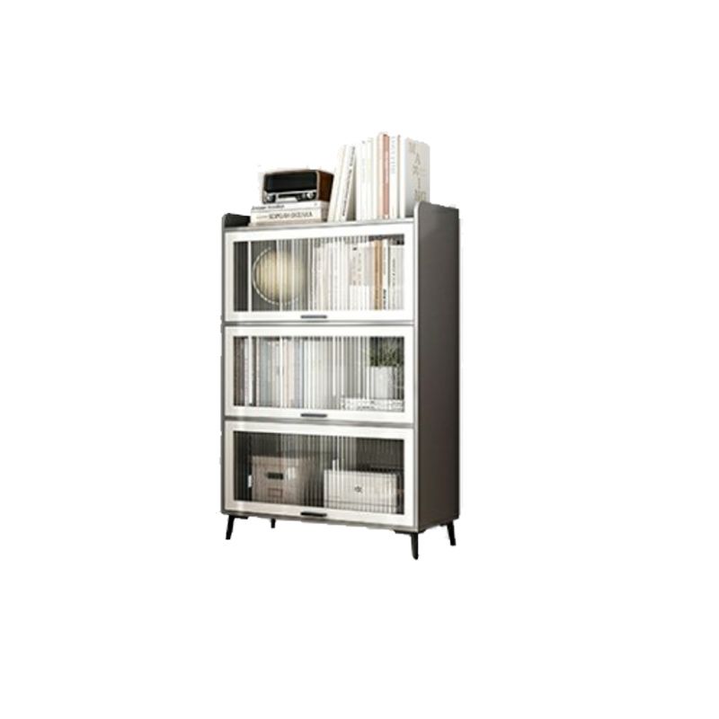 Modern Wood Storage Cabinet Square Bar Pulls Accent Chest with Doors