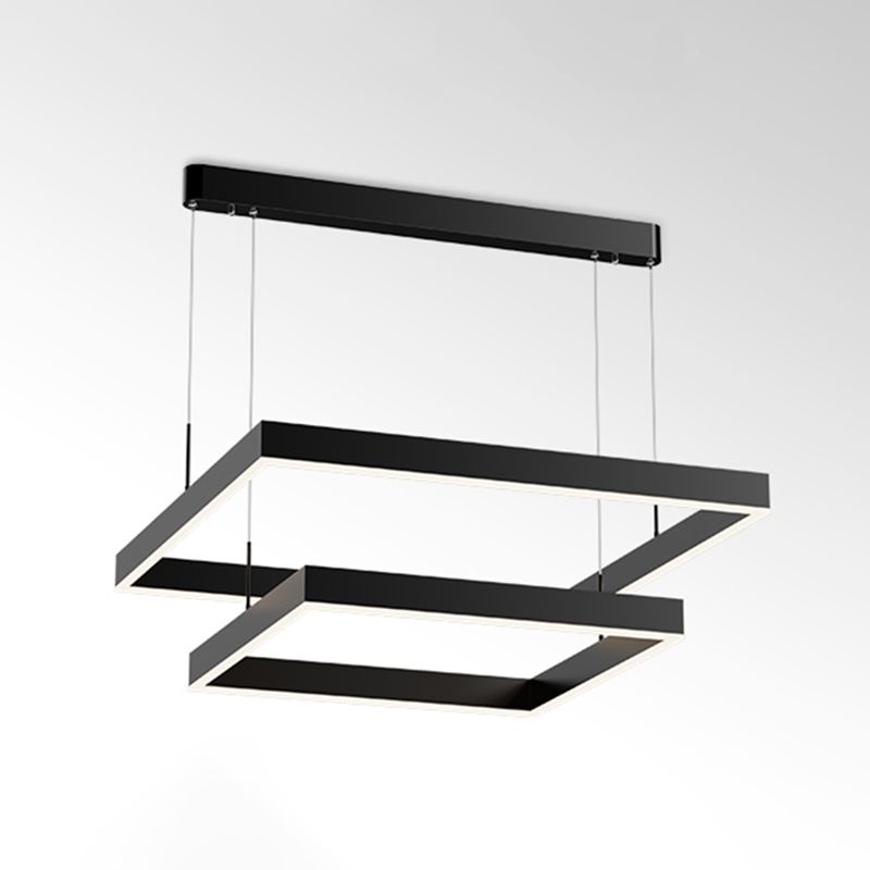 Geometry Shape Hanging Lamp Fixture Modern Style Pendant Lamp in Black for Living Room