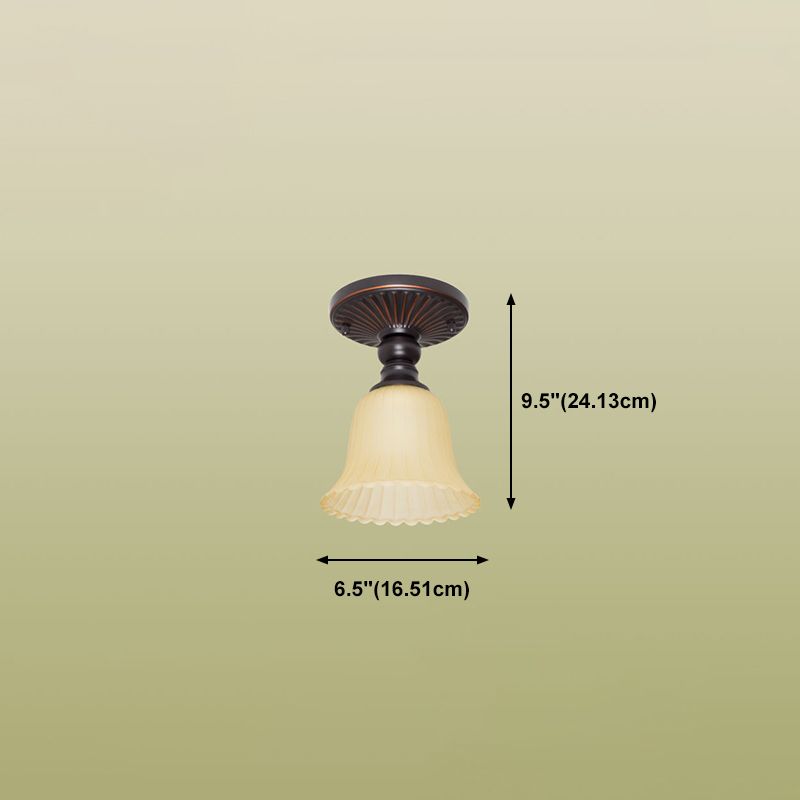 Lámpara de techo con pantalla de cristal, accesorio tradicional para pasillo cerca de la lámpara de techo, en negro