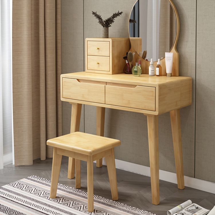 Scandinavian Wooden Make-up Vanity With Drawer in Brown for Bedroom