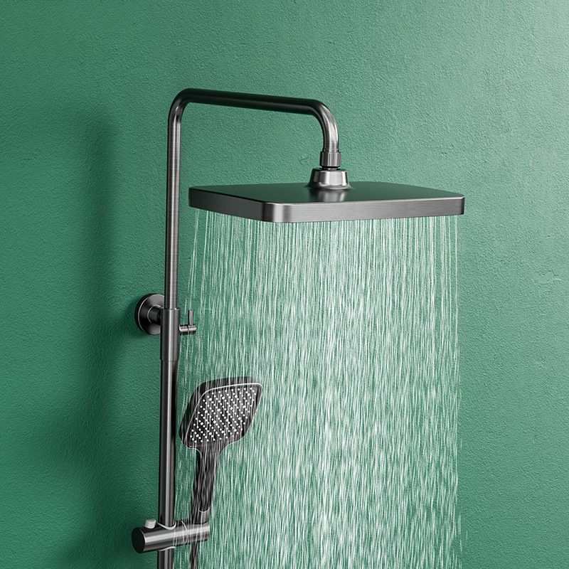 Waterfall Shower Set Square Wall Mount Copper Knob Handle Shower System with Shower Hose