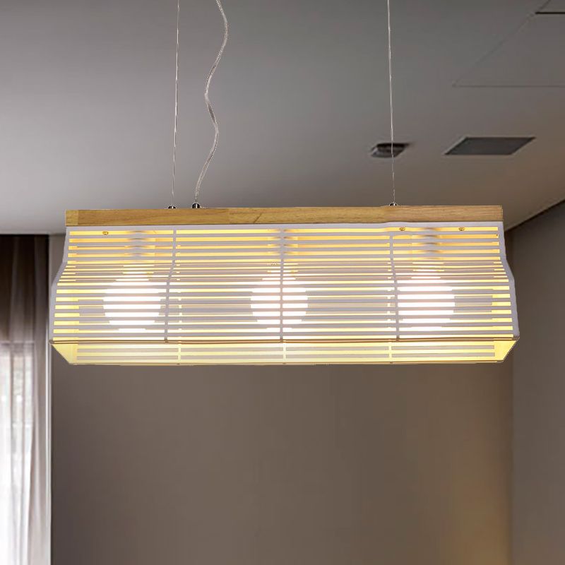 Iluminación lineal de isla lineal en blanco/negro estilo moderno de metal de 3 luces e isla de madera luz colgante para comedor