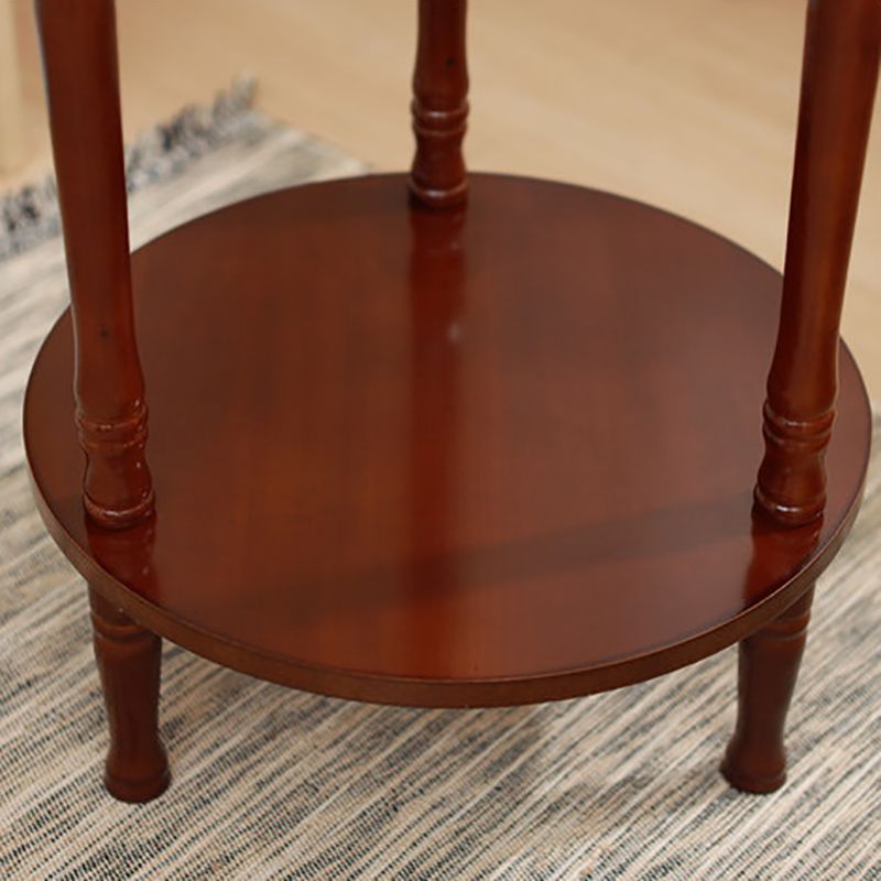 Traditional Living Room Double Tier Round with Shelf 3 Legs End Table